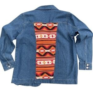 Vintage Turtle Bay Denim chore Aztec detail Southwestern trucker jacket size Med
